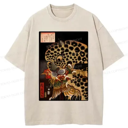 Tokyo-Tiger Japanese Traditional Panther Washed T-Shirt
