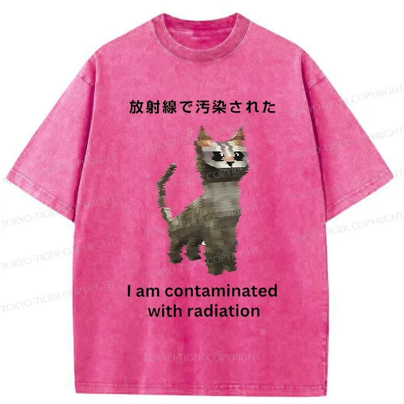 Tokyo-Tiger Irradiated Cat Funny Washed T-Shirt