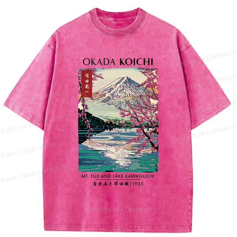 Tokyo-Tiger Japanese Traditional Mount Fuji Washed T-Shirt