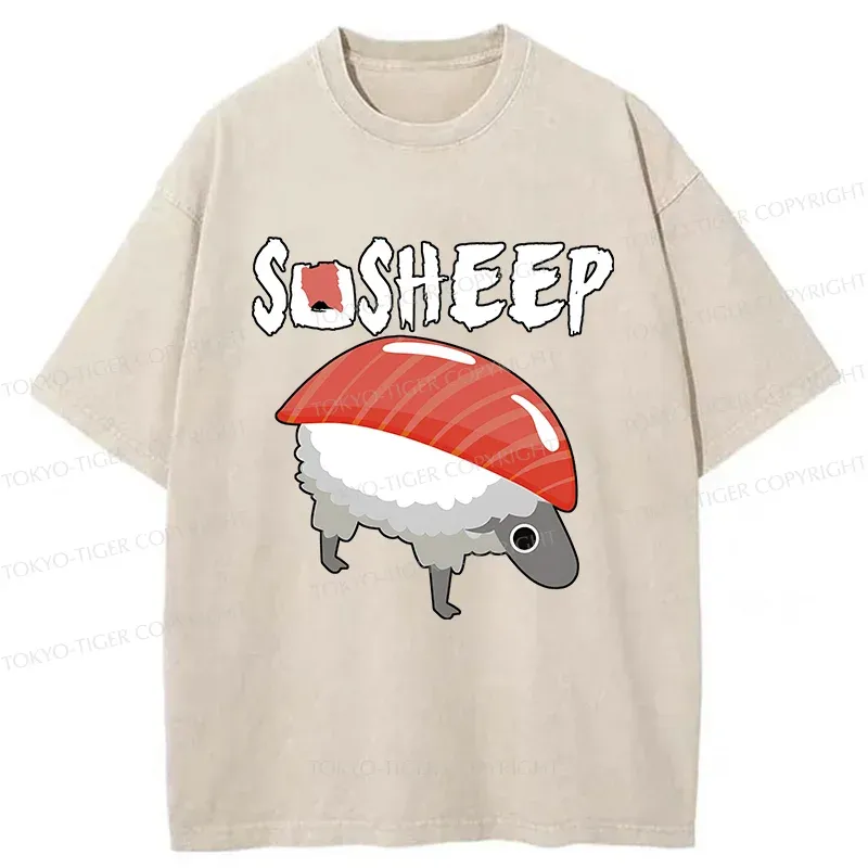 Tokyo-Tiger Sushi Sheep Washed T-Shirt