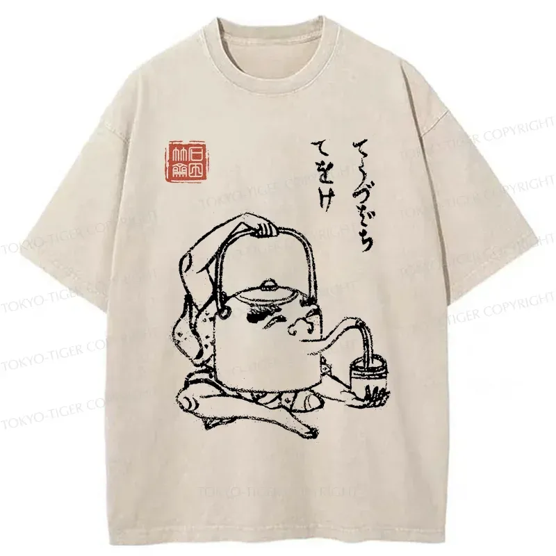 Tokyo-Tiger Kettle Monster Washed T-Shirt