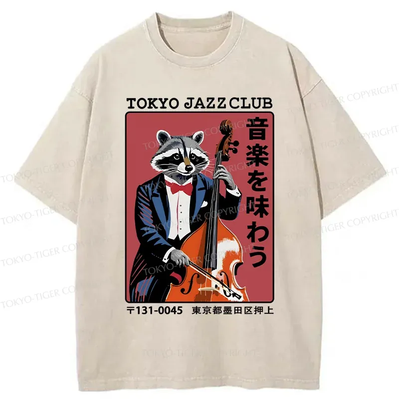 Tokyo-Tiger Tokyo Jazzclub Funny Washed T-Shirt