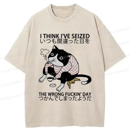 Tokyo-Tiger Decadent Cat Funny Washed T-Shirt