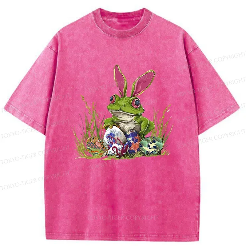 Tokyo-Tiger Easter Frog Funny Washed T-Shirt