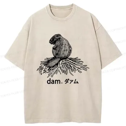 Tokyo-Tiger Otter Builds Dam Washed T-Shirt