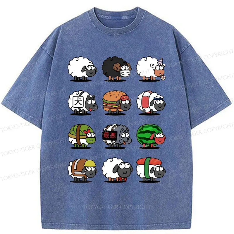 Tokyo-Tiger Various Kinds Of Sheep Washed T-Shirt