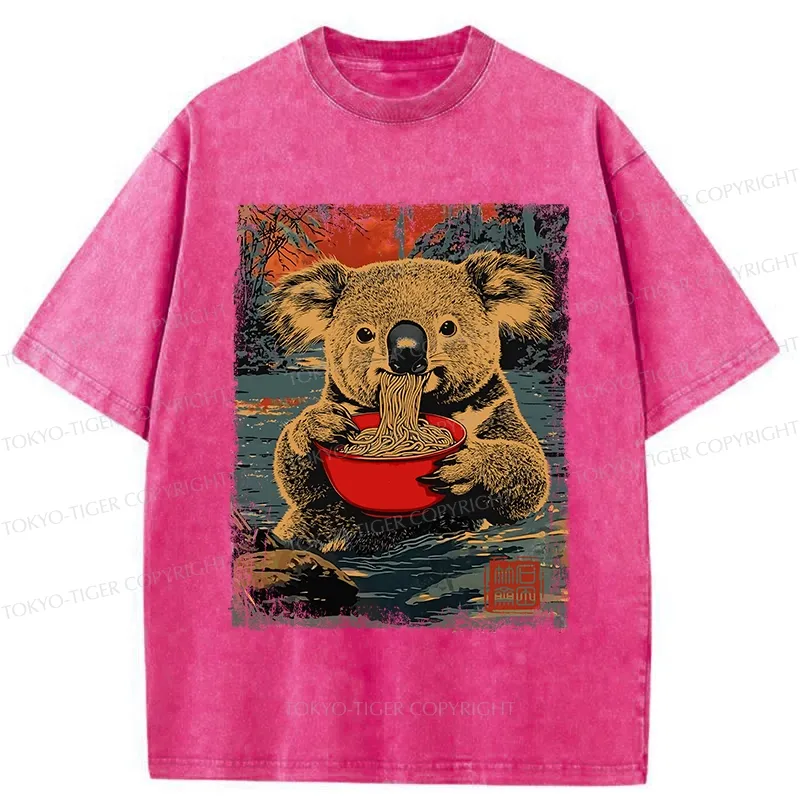 Tokyo-Tiger Ramen Lover Koala Washed T-Shirt