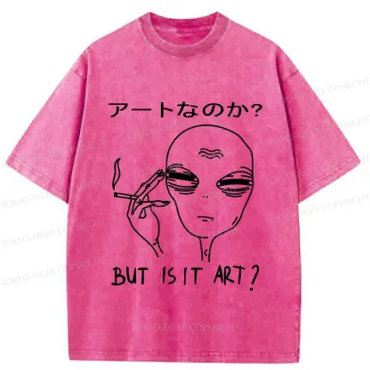 Tokyo-Tiger Alien Irony Funny Washed T-Shirt