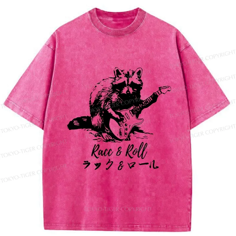 Tokyo-Tiger Funny Racc & Roll Washed T-Shirt