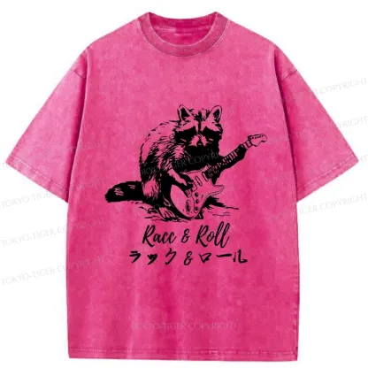 Tokyo-Tiger Funny Racc & Roll Washed T-Shirt