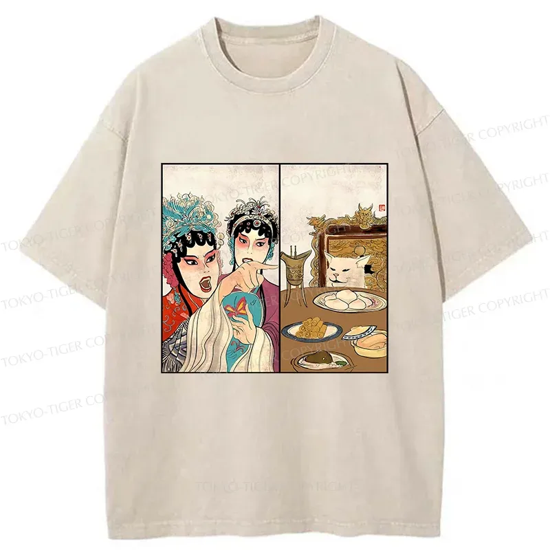 Tokyo-Tiger Asian Traditions Funny Washed T-Shirt