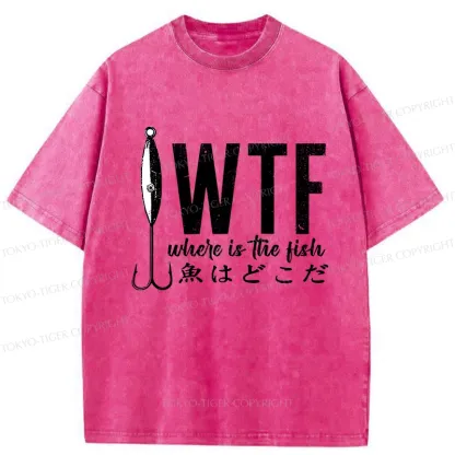 Tokyo-Tiger Funny Where's The Fish Washed T-Shirt