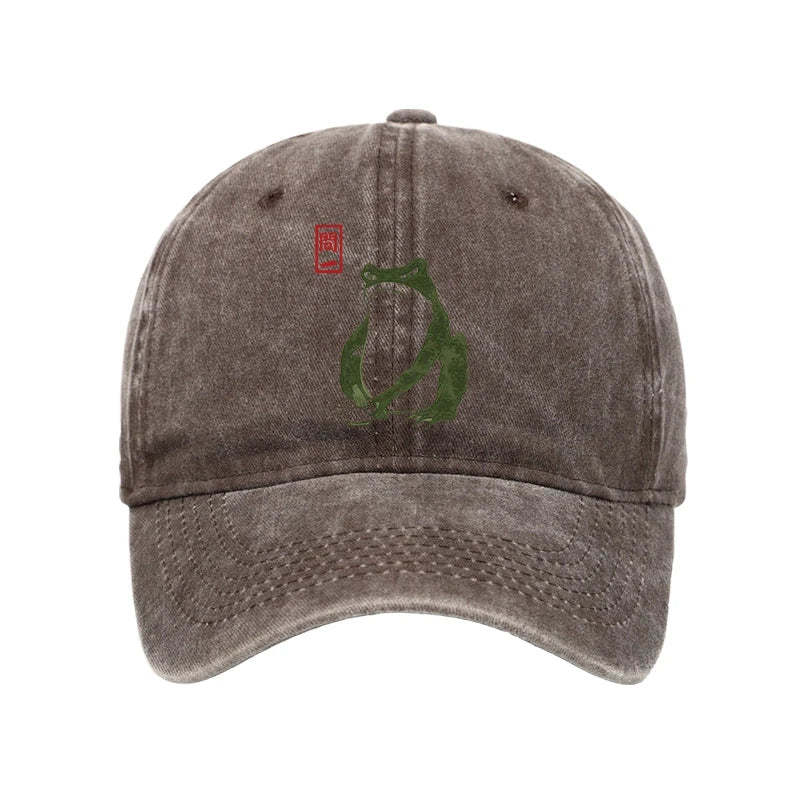Tokyo-Tiger Woodblock Print Frog Washed Cap