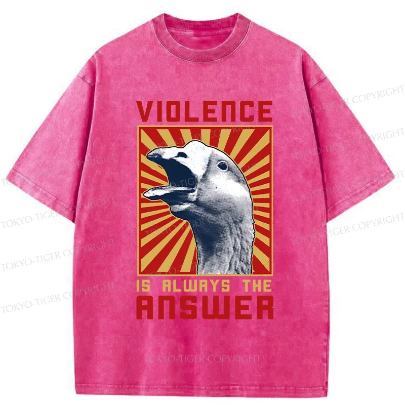 Tokyo-Tiger Violence Is Always The Answer Washed T-Shirt