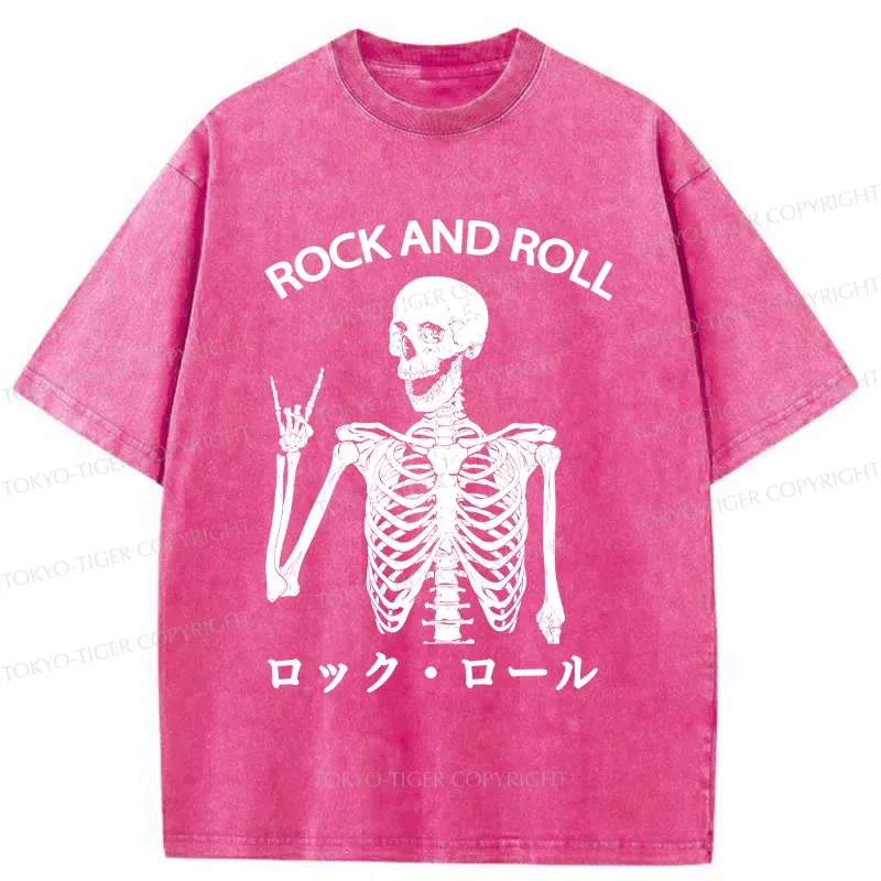 Tokyo-Tiger Rock Skull Washed T-Shirt