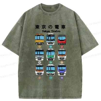 Tokyo-Tiger Tokyo Train Japan Washed T-Shirt