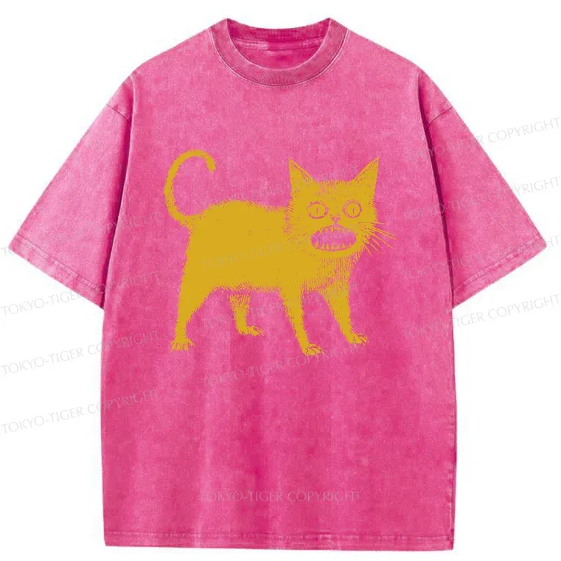 Tokyo-Tiger Horrible Japanese Cat Washed T-Shirt