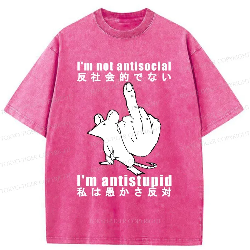 Tokyo-Tiger Anti-stupid Mouse Washed T-Shirt