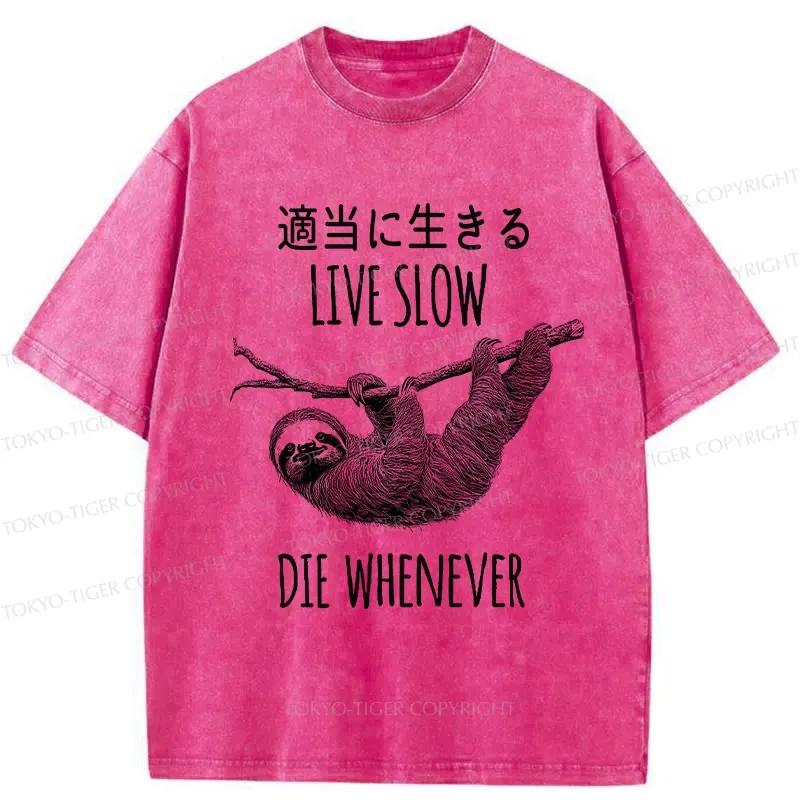 Tokyo-Tiger Live Slow Die Whenever Washed T-Shirt
