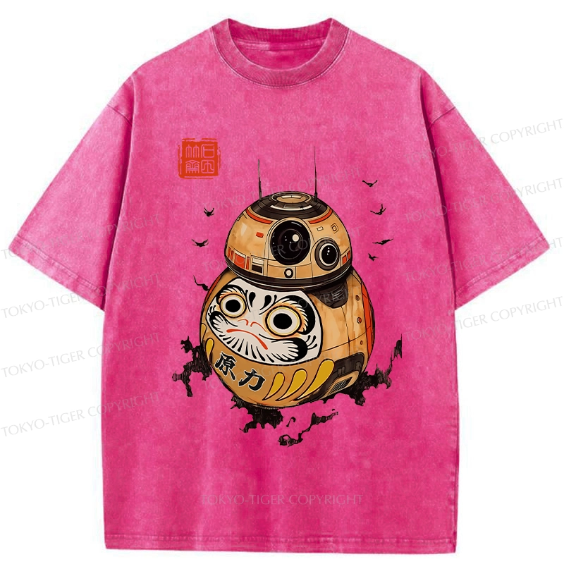 Tokyo-Tiger Daruma Robot Washed T-Shirt