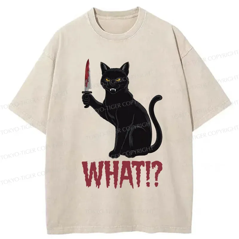 Tokyo-Tiger Fierce Black Cat Washed T-Shirt