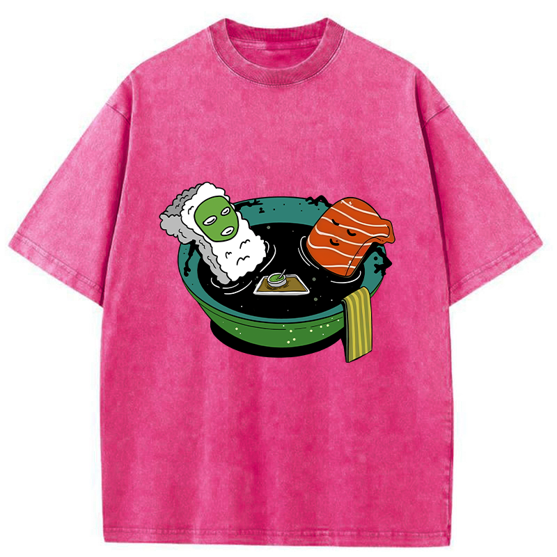 Tokyo-Tiger Soy Sauce Bath Sushi Washed T-Shirt