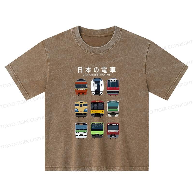 Tokyo-Tiger Japanese Train Collection Kids Washed T-Shirt