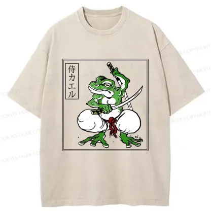 Tokyo-Tiger Retro Frog Samurai Washed T-Shirt