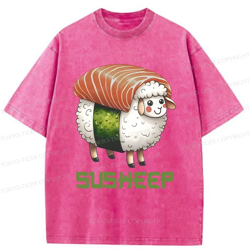 Tokyo-Tiger Susheep Funny Washed T-Shirt