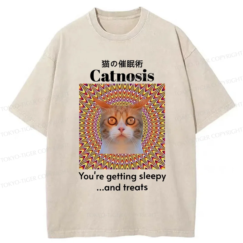 Tokyo-Tiger Hypnotist Cat Washed T-Shirt