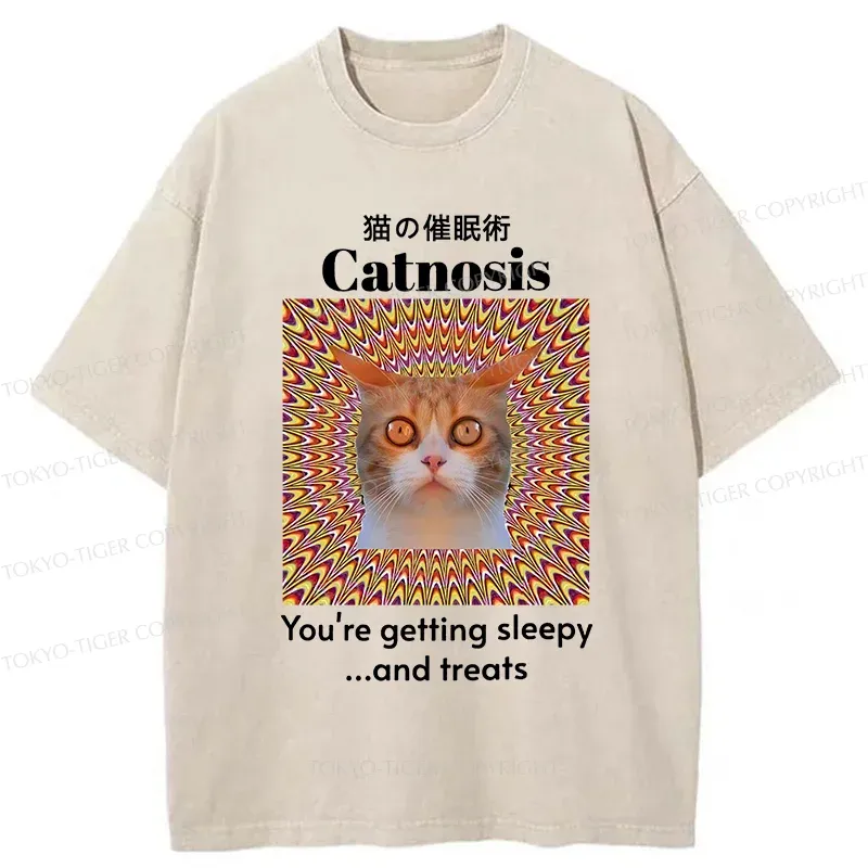 Tokyo-Tiger Hypnotist Cat Washed T-Shirt
