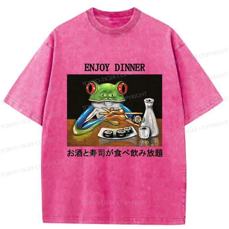 Tokyo-Tiger Enjoy Dinner Washed T-Shirt