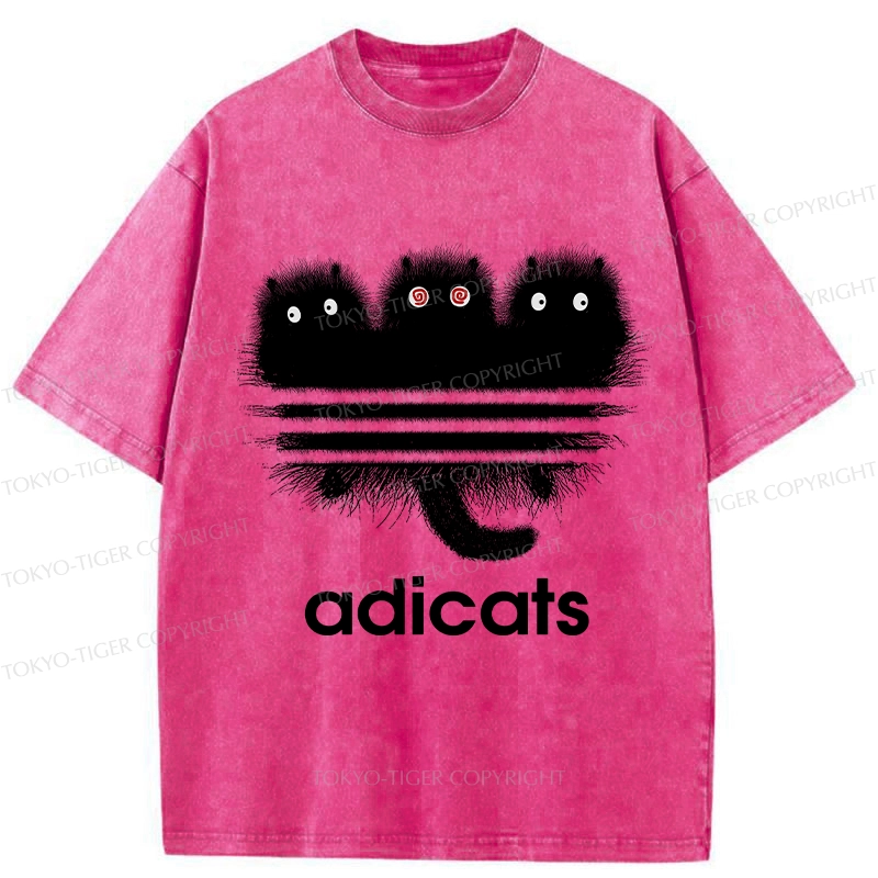 Tokyo-Tiger Funny Adicats Washed T-Shirt