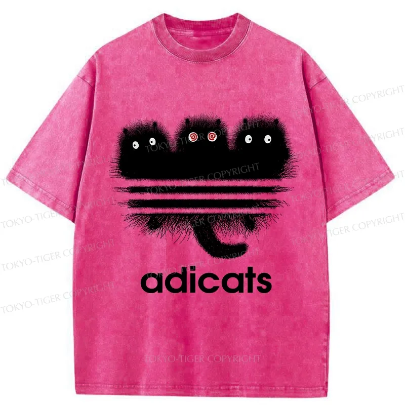 Tokyo-Tiger Funny Adicats Washed T-Shirt