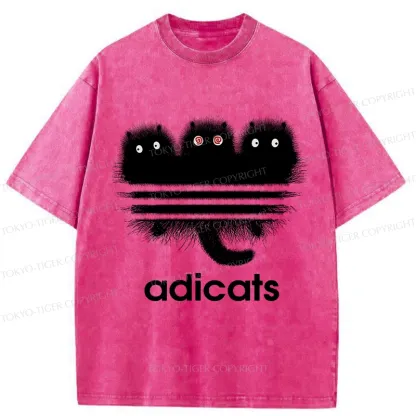 Tokyo-Tiger Funny Adicats Washed T-Shirt