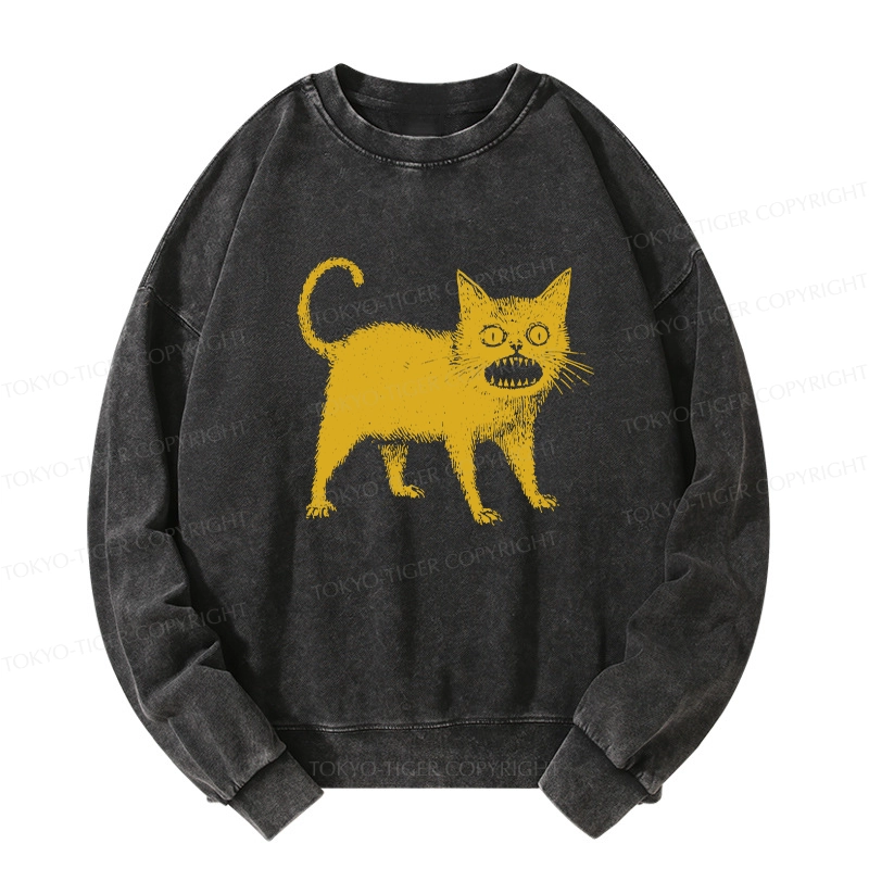 Tokyo-Tiger Horrible Japanese Cat Washed Sweatshirt