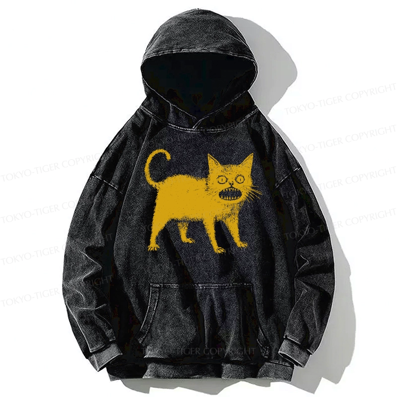 Tokyo-Tiger Horrible Japanese Cat Washed Hoodie