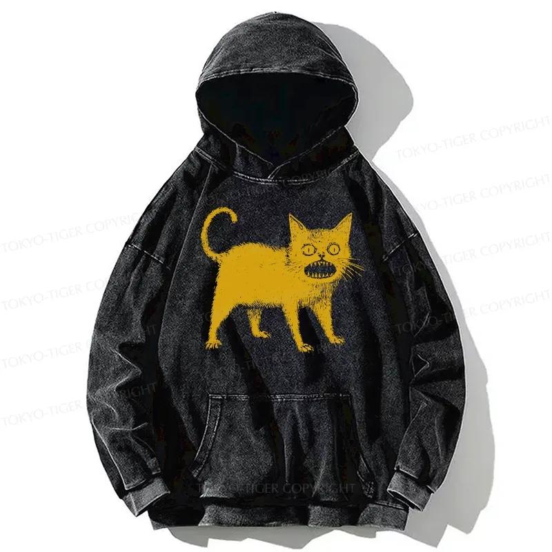 Tokyo-Tiger Horrible Japanese Cat Washed Hoodie Sale