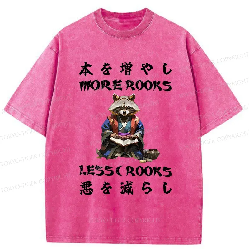 Tokyo-Tiger More Books Less Crooks Washed T-Shirt