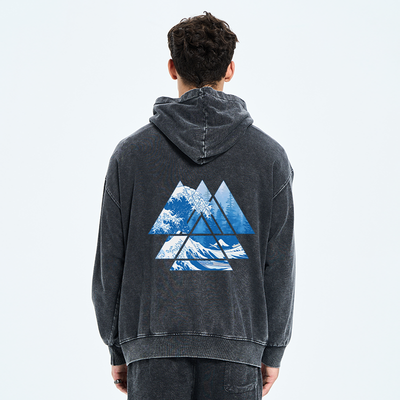 Tokyo-Tiger The Great Wave Washed Zip Hoodie