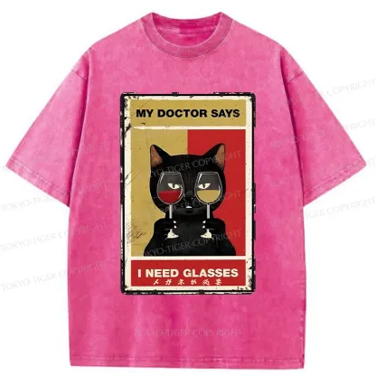 Tokyo-Tiger Cats Need Glasses Washed T-Shirt