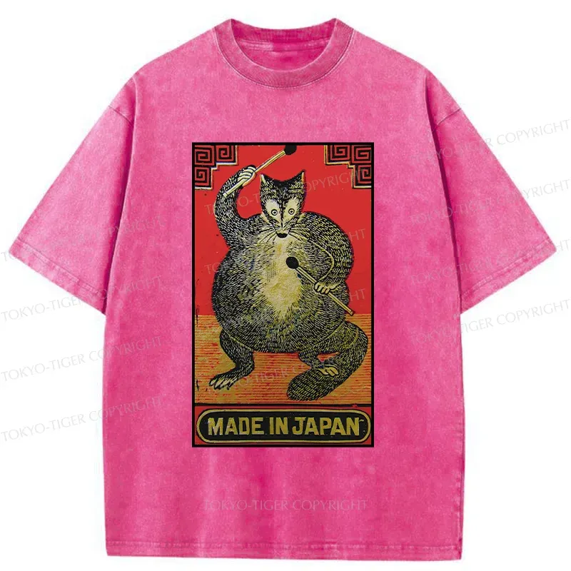 Tokyo-Tiger Retro Fat Fox Washed T-Shirt