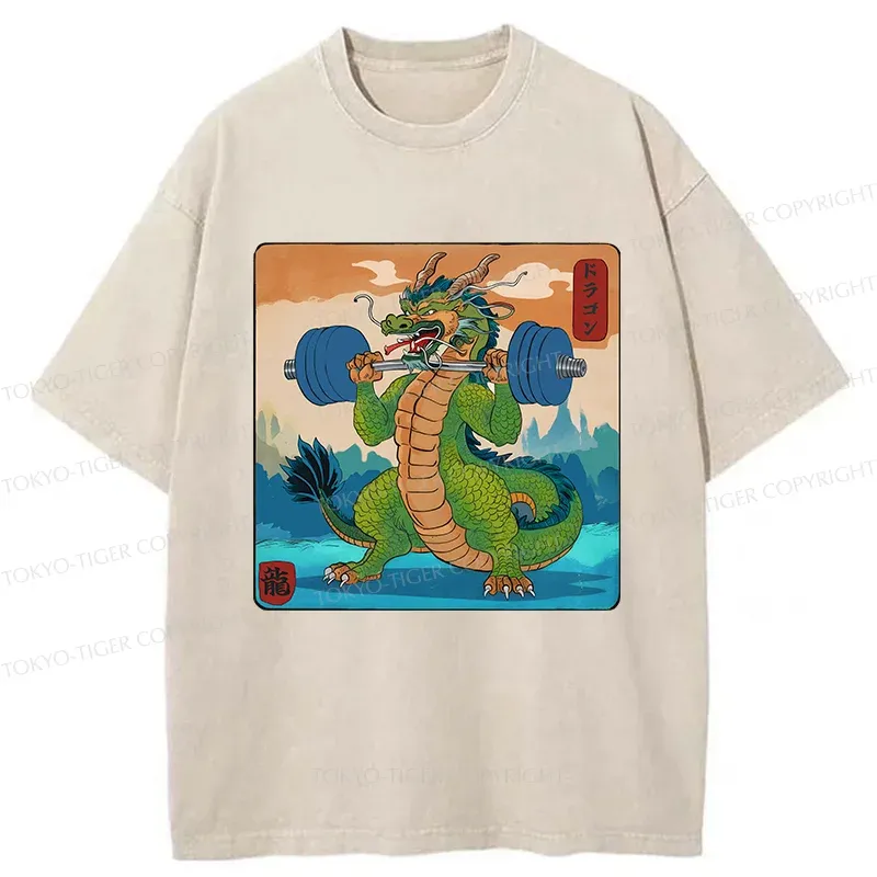 Tokyo-Tiger Dragon With Strong Abdominal Muscles Washed T-Shirt