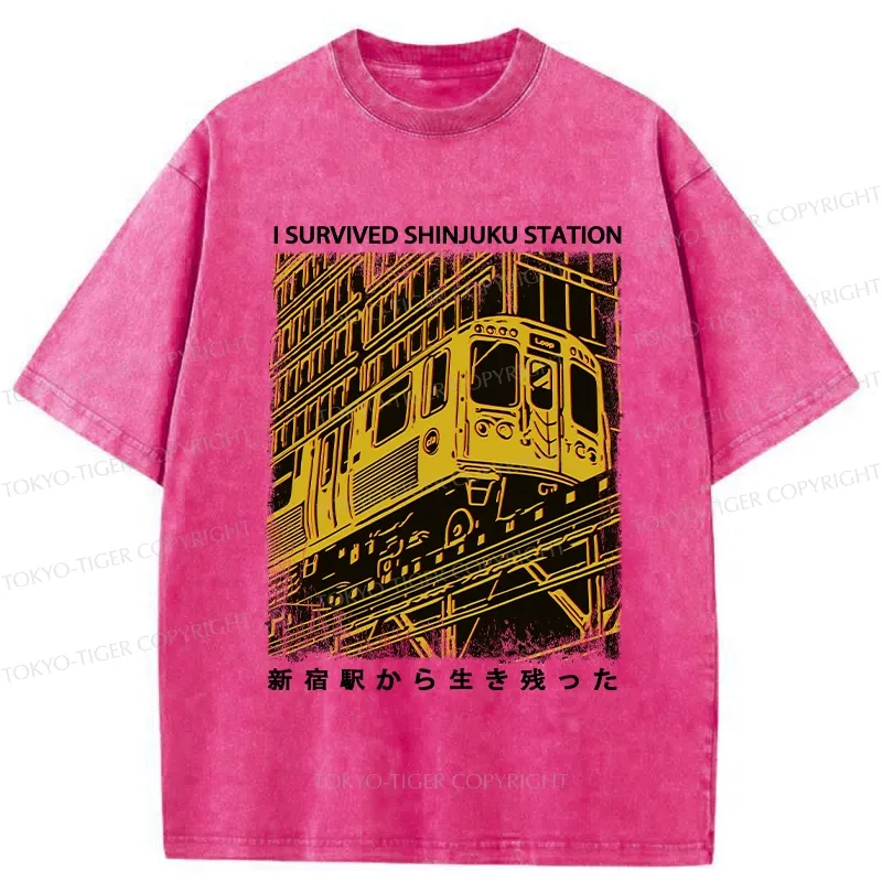 Tokyo-Tiger I Survived Shinjuku Station Washed T-Shirt
