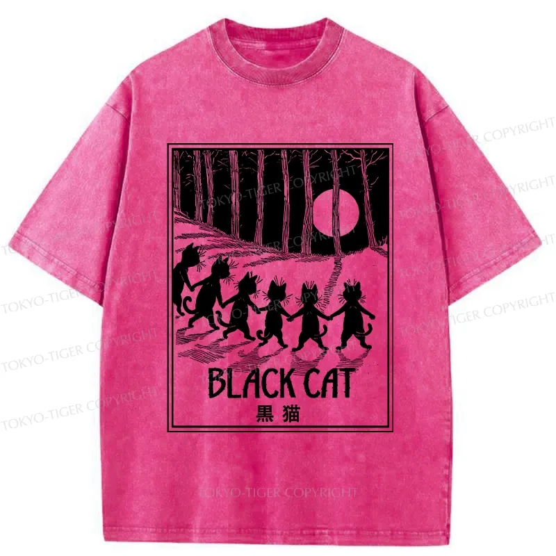 Tokyo-Tiger Six Black Cats Washed T-Shirt Sale