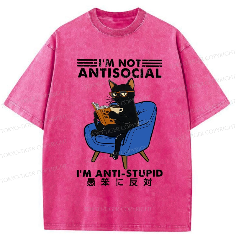 Tokyo-Tiger I'm Not Antisocial Washed T-Shirt