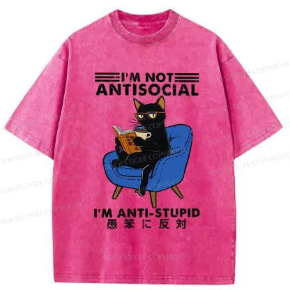 Tokyo-Tiger I'm Not Antisocial Washed T-Shirt