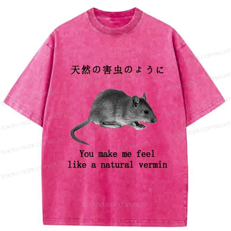 Tokyo-Tiger Funny Natural Vermin Washed T-Shirt