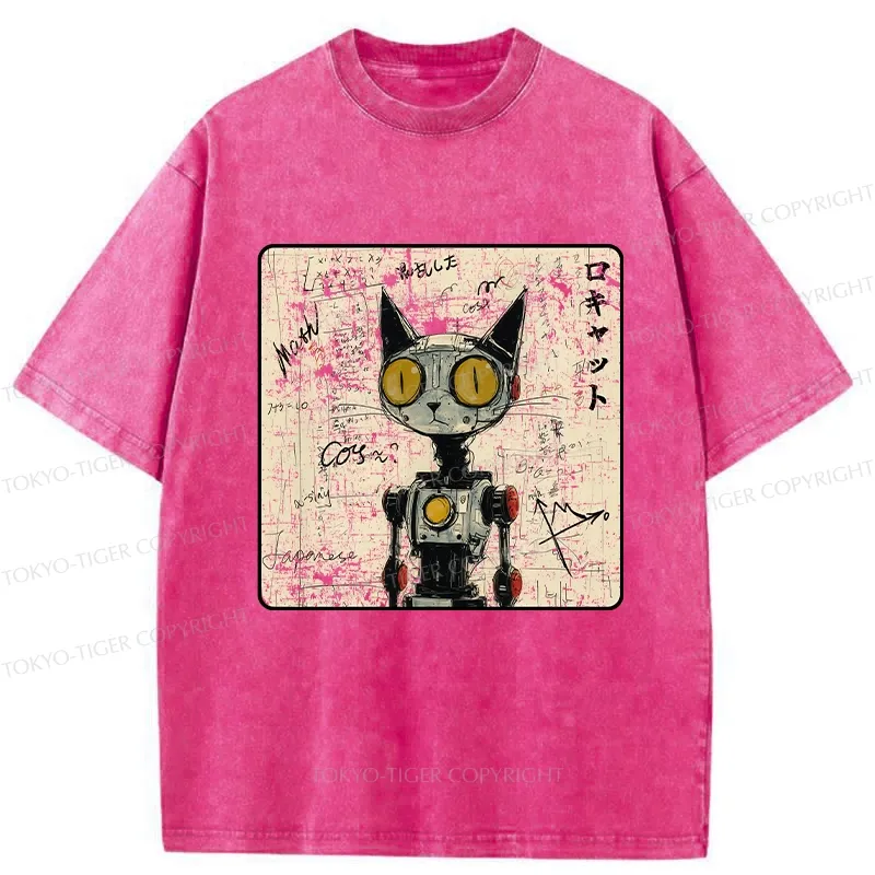 Tokyo-Tiger Robot Cat Washed T-Shirt