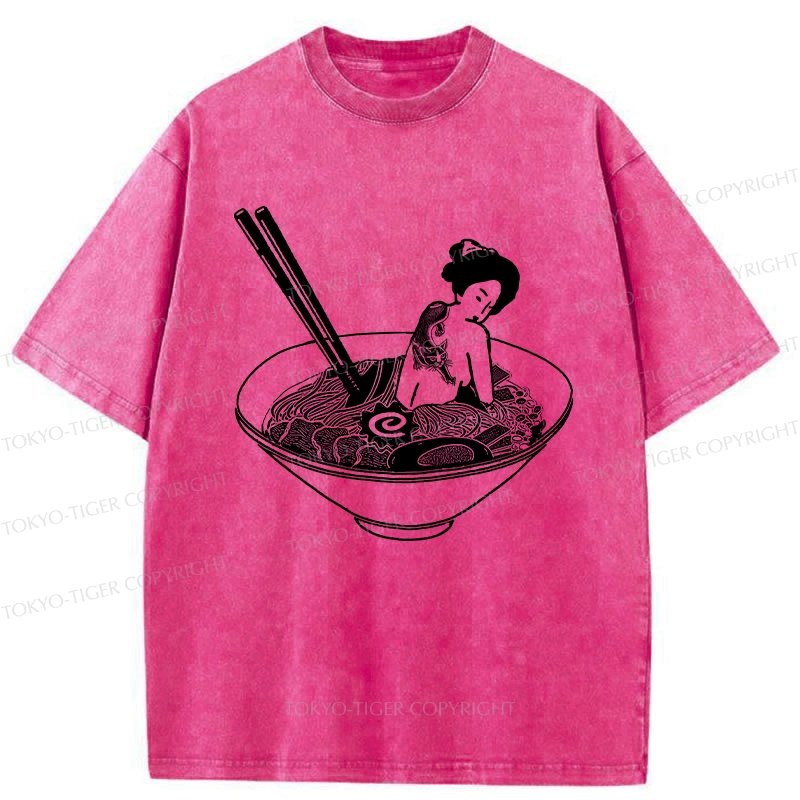 Tokyo-Tiger Geisha Tattoo Ramen Washed T-Shirt